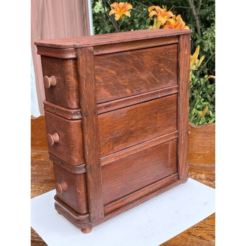 Antique Treadle Sewing Machine Drawers, Set of 3 In Frame Cottagecore Farmhouse